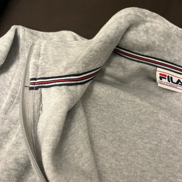 ***NEW Fila Heather Grey VELOUR Track Jacket with logo and weighted zipper (M) - Picture 11 of 16